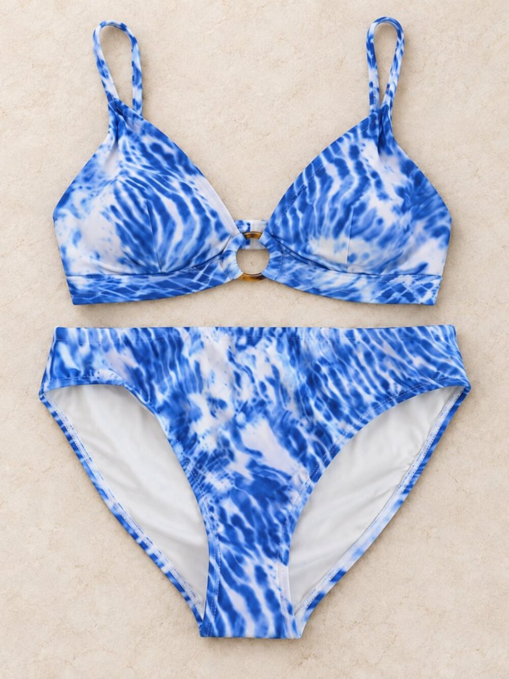 Nip Tuck Swim Lorna Blue Tie Dye Mid Rise Resort Bikini Swimsuit Size 8 NWT